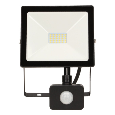 NAŚWIETLACZ LED Z PIR 30W, 1600LM, IP44, 4000K, ALU+SZKŁO
