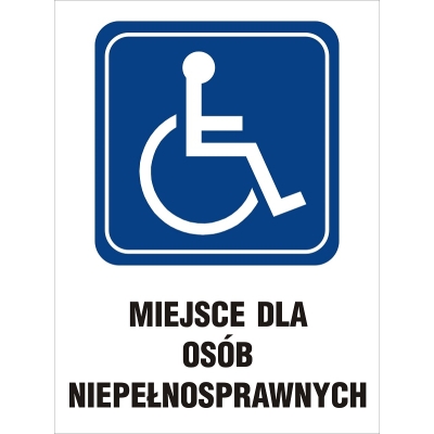 TABLICA 30*35CM MIEJSCE DLA OSÓB NIEPEŁNOSPRAWNYCH