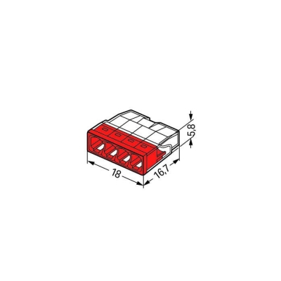 SZYBKOZŁĄCZKA WAGO 2273-204 4X0,5-2,5 MM2 CZERWONA 20 SZT