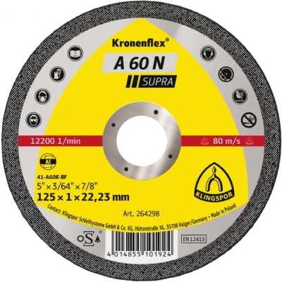 TARCZA PŁASKA A60N T1A 125*1.0*22 264298