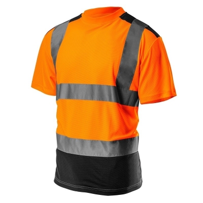 KOSZULKA T-SHIRT OSTRZEGAWCZY CIEMNY DÓŁ POMARAŃCZOWY  L