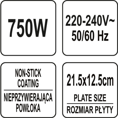 OPIEKACZ 750W, PŁYTA GRILLOWA