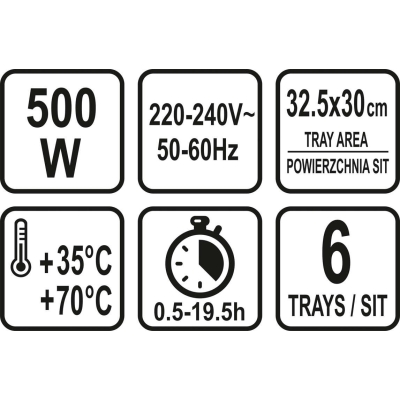 SUSZARKA SPOŻYWCZA, 6 SIT, 420-500W.