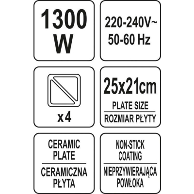 OPIEKACZ 1300W, CERAMICZNA PŁYTA