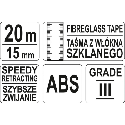 TAŚMA MIERNICZA WŁÓKNO SZKLANE 20M