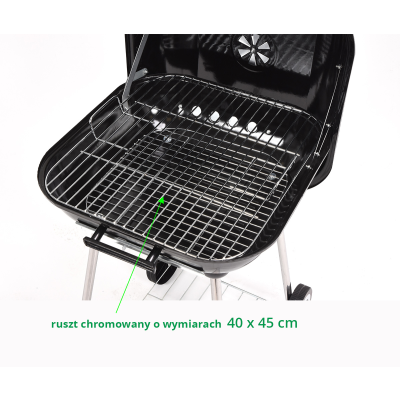 GRILL OGRODOWY Z POKRYWĄ, RUSZT 40*45CM.