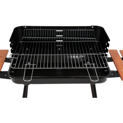 GRILL WĘGLOWY Z PÓŁKAMI, RUSZT 53*33CM
