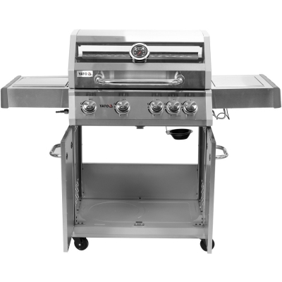 GRILL GAZOWY 4+1 STAL NIERDZEWNA 14.2KW, SZYBA