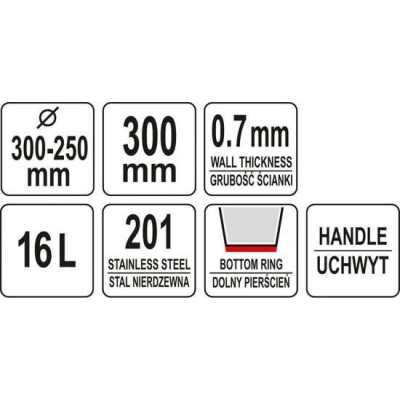 WIADRO / POJEMNIK ZE STALI NIERDZEWNEJ 16L.
