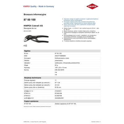 SZCZYPCE DO RUR COBRA 100MM