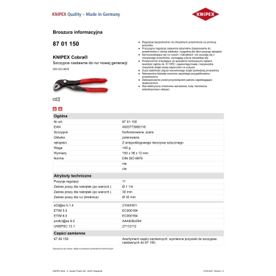 SZCZYPCE DO RUR COBRA 150MM