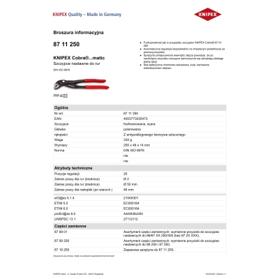 SZCZYPCE DO RUR COBRA NASTAWNE 250MM