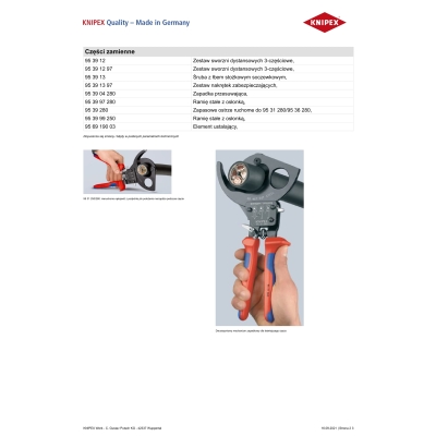 NOŻYCE DO KABLI 280MM, MECHANIZM ZAPADKOWY