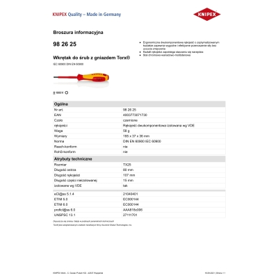 WKRĘTAK DO WKRĘTÓW Z GNIAZDEM TORX TX 25