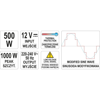 PRZETWORNICA NAPIĘCIA 12/230V 500W