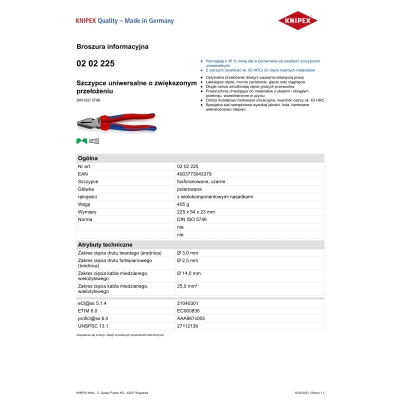 SZCZYPCE UNIWERSALNE 225MM