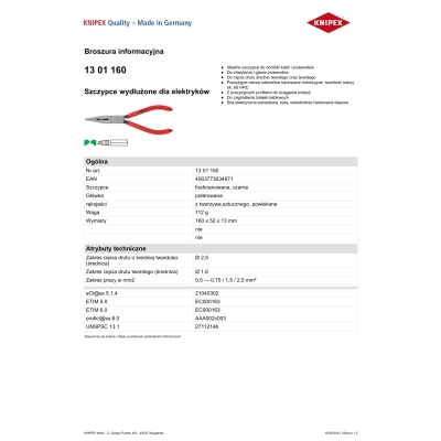 SZCZYPCE DLA ELEKTRYKÓW  160MM