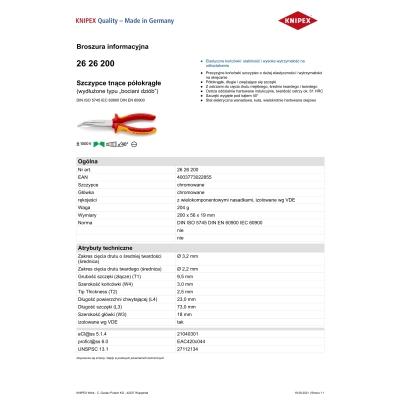 SZCZYPCE IZOLOWANE WYDŁUŻONE WYGIĘTE TNĄCE PÓŁOKRĄGŁE  200MM