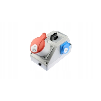 ZESTAW INSTALACYJNY Z GNIAZDEM 32A 5P+2P+Z (L-0-P) CZERWONY