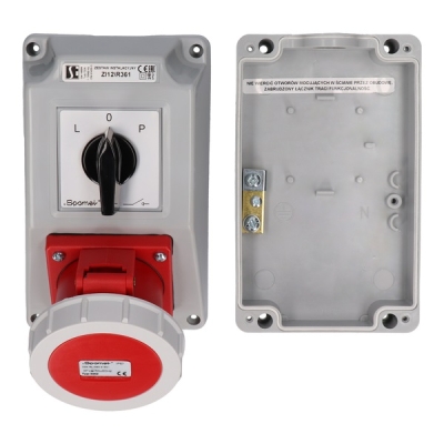 ZESTAW INSTALACYJNY Z GNIAZDEM IP44 32A 3P+N+PE 2*2P+PE