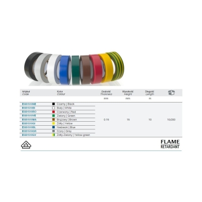 TAŚMA ELEKTROIZOLACYJNA 10M*15MM CZARNA