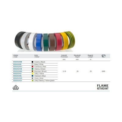 TAŚMA ELEKTROIZOLACYJNA 25M*25MM CZARNA