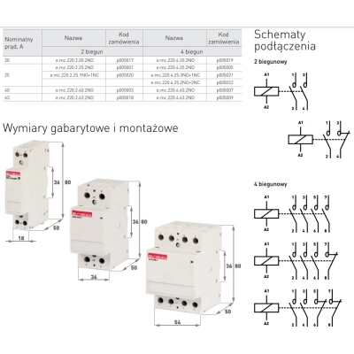 STYCZNIK MODUŁOWY E.MC.220.2.25.2NO 2P 25A 2NO