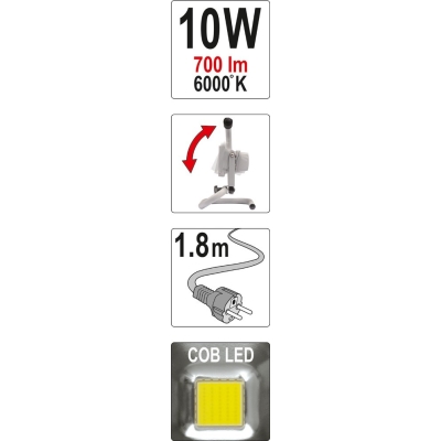 REFLEKTOR DIODOWY PRZENOŚNY 10W 700LM COB