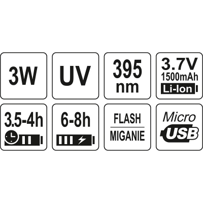 ZESTAW LATARKA UV AKUMULATOROWA 3W + OKULARY