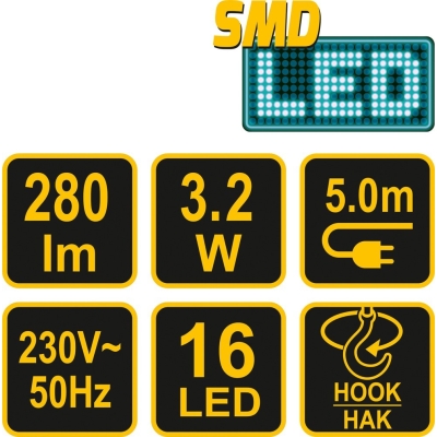 LAMPA WARSZT. PRZEWODOWA LED 3,2W