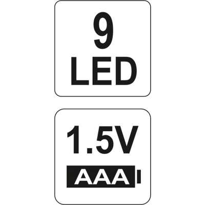 LATARKA ALUMINIOWA, 9LED, CZARNA