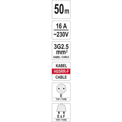 PRZEDŁUŻACZ BĘBNOWY 50M 4 GNIAZDA 3*2.5MM2