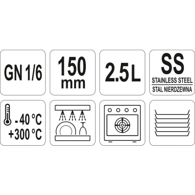 POJEMNIK GASTRONOMICZNY GN 1/6 150MM