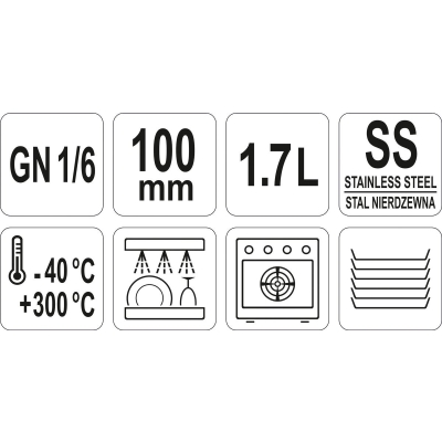 POJEMNIK GASTRONOMICZNY GN 1/6 100MM