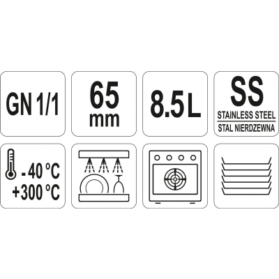 POJEMNIK GASTRONOMICZNY GN 1/1 65MM