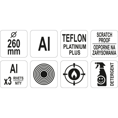 PATELNIA ALUMINIOWA DO NALEŚNIKÓW TEFLON 260MM.