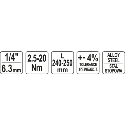 KLUCZ DYNAMOMETRYCZNY 1/4'' 2.5-20NM