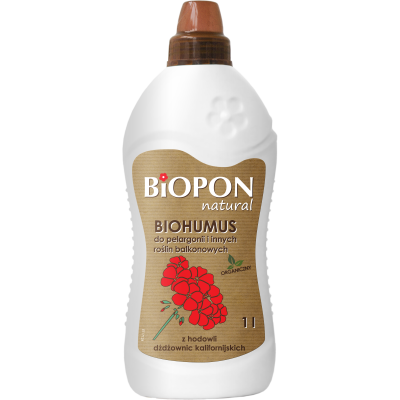 BIOHUMUS . - DO PELARGONII I INNYCH ROŚLIN BALKONOWYCH 1L