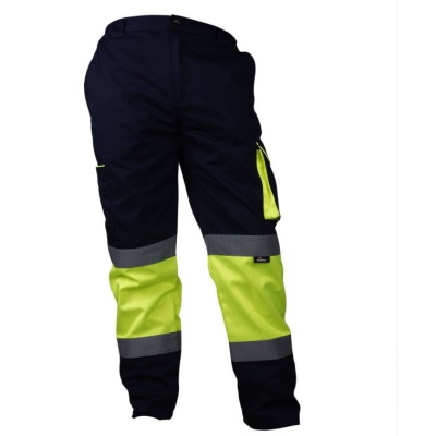 SPODNIE ROBOCZE OSTRZEGAWCZE CONTRAST ŻÓŁTO-GRANATOWE XL