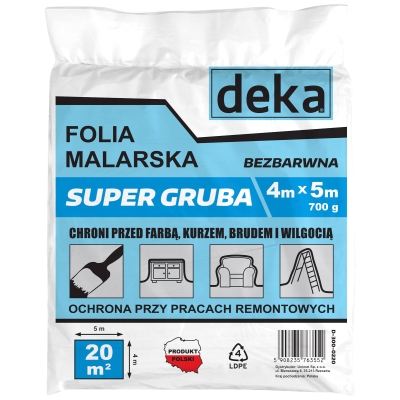 FOLIA MALARSKA SUPER GRUBA BEZBARWNA 4*5M 700G