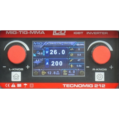 PÓŁAUTOMAT SPAWALNICZY TECNOMIG 212 LCD SYNERGIC VRD ALU