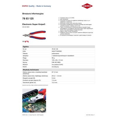 SZCZYPCE DO CIĘCIA 125MM ELECTRONIC SUPER KNIPS