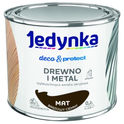 JEDYNKA DECO&PROTECT DREWNO I METAL MAT BRĄZOWY 0,2L