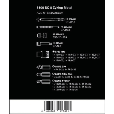 ZESTAW KLUCZY I BITÓW+GRZECHOTKA ZYKLOP METAL 1/2''28 CZĘŚCI