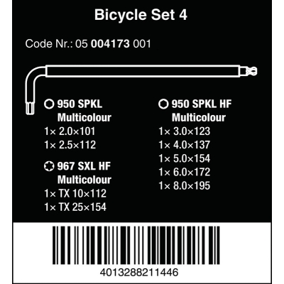 ZESTW KLUCZY TRZPIENIOWYCH BICYCLE SET 4, 9 CZĘŚĆ