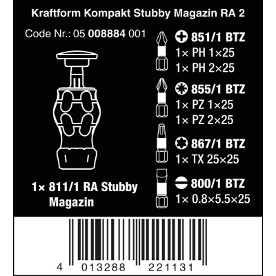 WKRĘTAK KRAFTFORM KOMPAKT STUBBY MAGAZIN RA 2,  Z 6 BITAMI