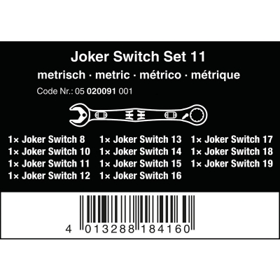 ZESTAW KLUCZY PŁASKO-OCZKOWYCH 6001 JOKER SWITCH 11SZT.