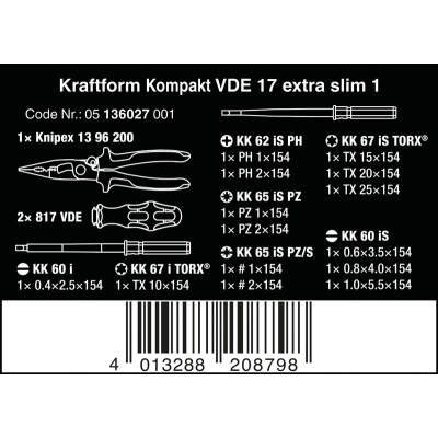 ZESTAW KRAFTFORM KOMPAKT VDE 17 EXTRA SLIM 1, 16 CZĘŚĆ