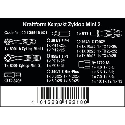 ZESTAW NARZĘDZI NASADOWYCH ZYLKOP MINI 2, 27 CZ.