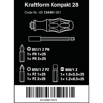 ZESTAW WKRĘTAKÓW KRAFTFORM KOMPAKT 28 Z ETUI, 6 CZĘŚĆ